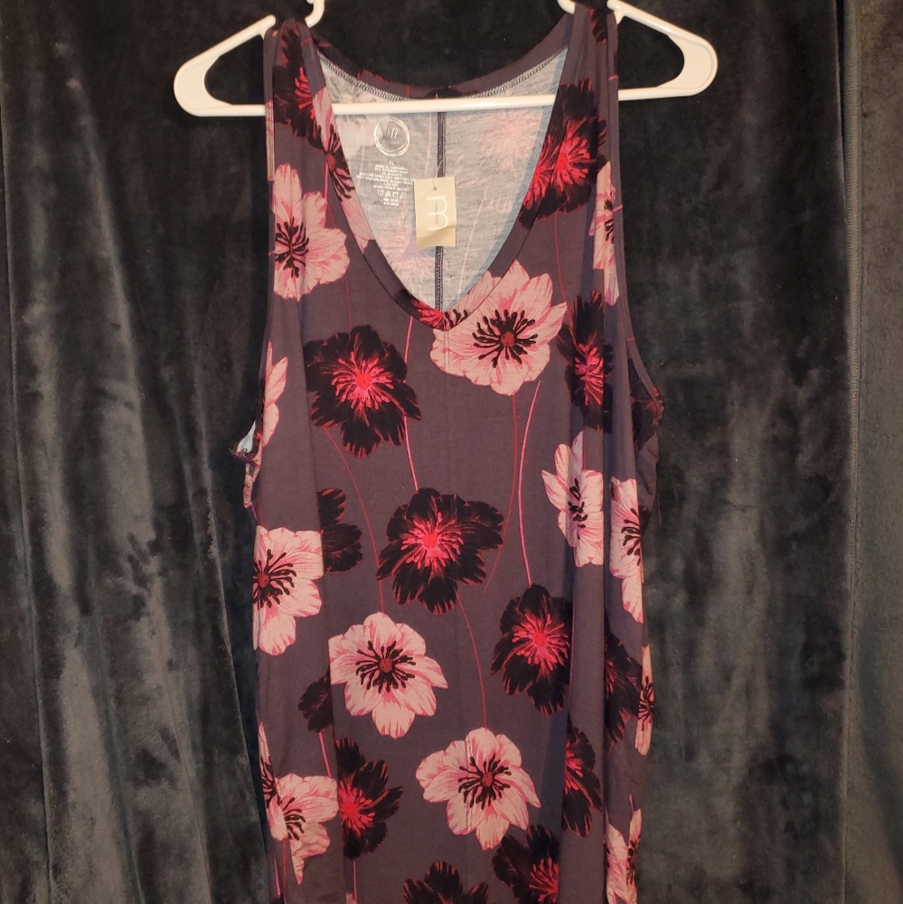 Maurice's XL Scoop Charcoal Floral Tank NWT